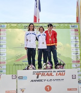 30/05/2015 World Championships Trail IAU 1-Nathalie Mauclair (FR) en 9h30'59'' 2- Caroline Chaverot (FR) en 9h33'21'' 3- Maite Mayora (FR) en 9h39'36'' © TMR/Michel Cottin